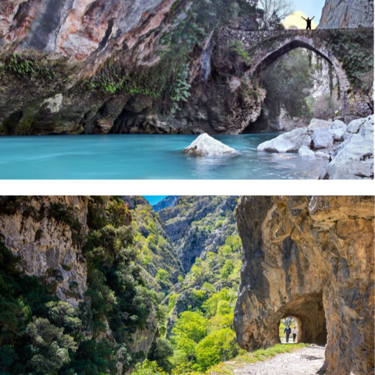 Above: bridge over the River Sella, Asturias / Below: stretch of the Cares Trail, Asturias