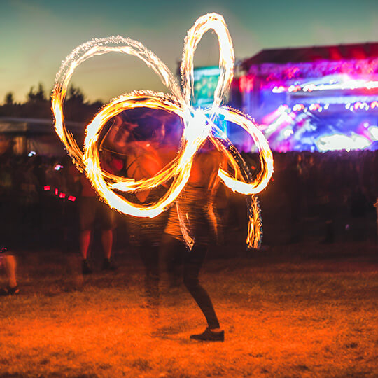 Fire poi at a concert