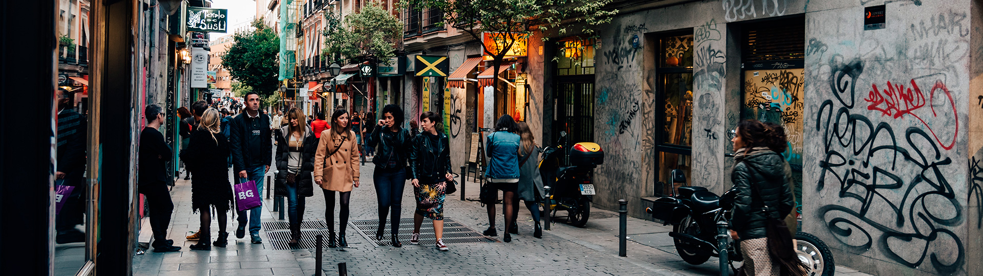 Streets in the Malasaña district of Madrid