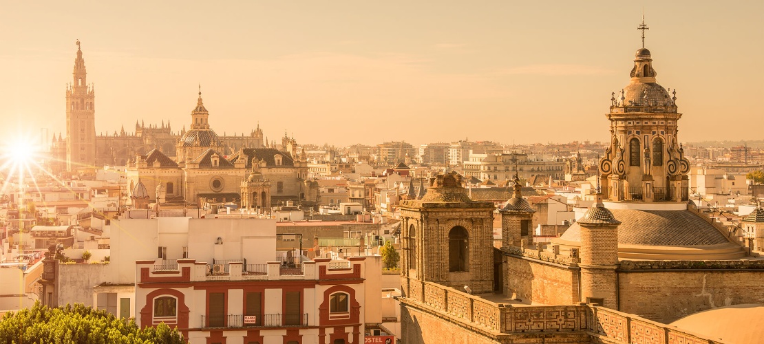 View over Seville at sunset