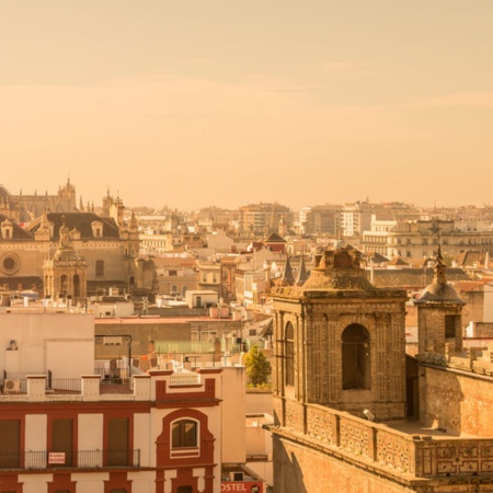 View over Seville at sunset