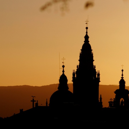 Torres de la Catedral de Santiago al atardecer