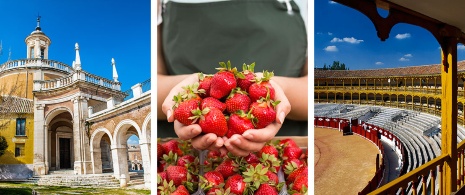  Left: Church of San Antonio / Centre: Strawberries / Right: Bullring in Aranjuez, Madrid