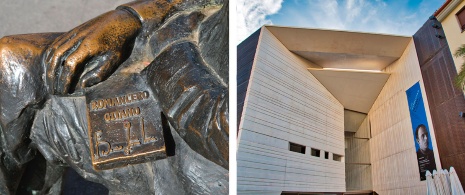 Sinistra: Statua di Lorca a Granada © Kagan Kaya/shutterstock.com. A destra: Centro Federico García Lorca a Granada © eskystudio/shutterstock.com