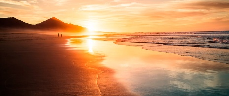 Plaża Cofefe o zmierzchu, Fuerteventura