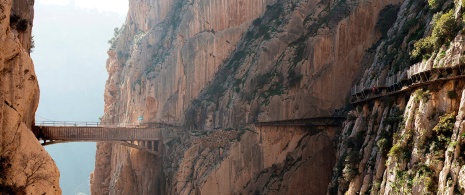 Hanging walkway of Caminito del Rey in Malaga, Andalusia.