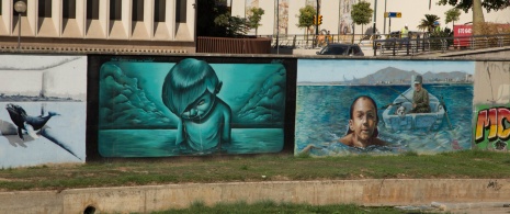 Shot of a mural in the city of Málaga, Andalusia