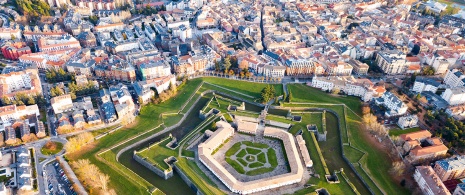 Aerial view of the city of Jaca, Aragón