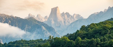 Vista do Naranjo de Bulnes no Parque Nacional dos Picos de Europa, Astúrias