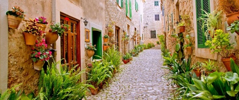  Calle empedrada en Valldemosa. Mallorca