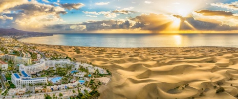 Veduta della Riserva Naturale Speciale delle Dune di Maspalomas a Gran Canaria, Isole Canarie