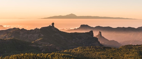 Vues de Grande Canarie avec l’île de Tenerife en arrière-plan.