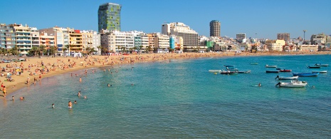 Plage de las Canteras, sur l’île de Grande Canarie (îles Canaries)