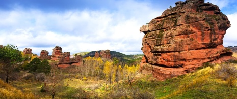 Die Roten Felsen im Naturpark Alto Tajo in Guadalajara, Kastilien-La Mancha  