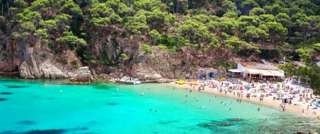 Veduta della spiaggia di Aiguablava di Begur, Girona, Catalogna