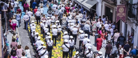 Particolare della processione del Corpus Christi di San Vicente de Alcántara a Badajoz, Estremadura