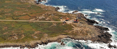 Vista aérea do Farol de Corrubedo, La Coruña