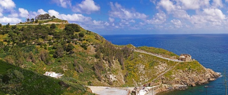 View of Punta Almina, Desnarigado cove and the military museum in Ceuta