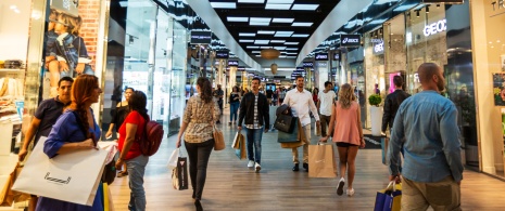 Tourists shopping at The Style Outlets in San Sebastián de los Reyes, Region of Madrid