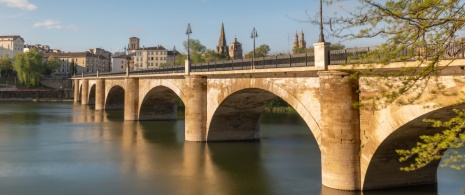 Veduta del Ponte di Pietra a Logroño, La Rioja