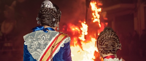 Detalle de la fiesta de las Fallas de Valencia