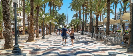 The Esplanade of Spain. The Alicante promenade in the Region of Valencia