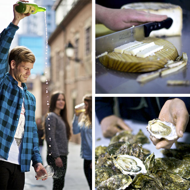 Asturian products, cider, cheese and seafood