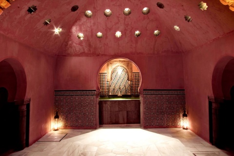 Hot stone room in the Arab baths in Granada