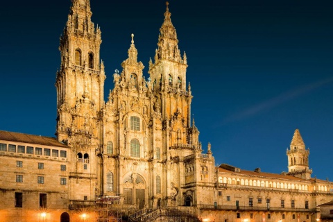 Santiago Cathedral at night