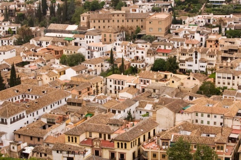 Anblick des Stadtviertels Albaicín, Granada