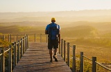 Pilgrim walking along the Portuguese Way