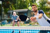 Padel players outdoors