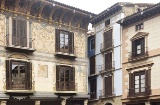 Decorated façades in the Plaza Mayor square in Graus (Huesca, Aragon)