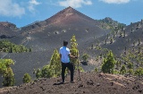 Tourist in the Cumbre Vieja Nature Reserve on the island of La Palma, Canary Islands