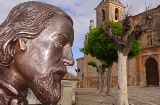 Monument à José Zorrilla, face à la collégiale San Pedro à Lerma (province de Burgos, Castille-León)