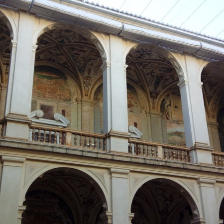 Pátio interno do Palácio do Marquês de Santa Cruz, em Viso del Marqués (Ciudad Real, Castilla-La Mancha)