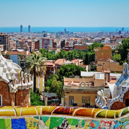 Vista do Parc Güell de Barcelona (Catalunha)