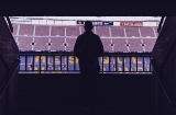 Fan entering the Camp Nou stadium in Barcelona