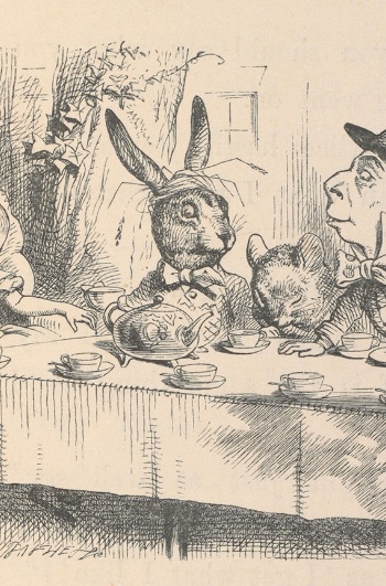 Alicia en la fiesta del té del Sombrerero Loco, ilustración para Alicia en el país de las maravillas de John Tenniel, 1865