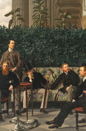ジェームズ・ティソ作、《ロワイヤル通りのサークル》、1866年、キャンバス地油彩、175x281cm。パリのオルセー美術館