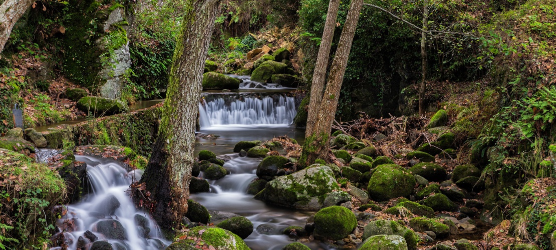 Detalle de río en Hervás, Valle de Ambroz en Cáceres, Extremadura