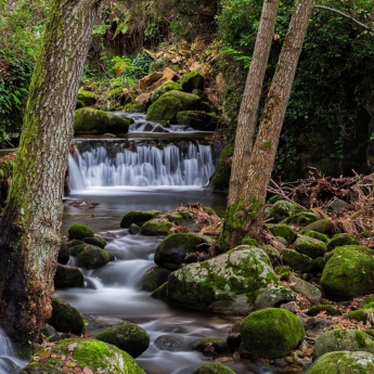 Detalle de río en Hervás, Valle de Ambroz en Cáceres, Extremadura