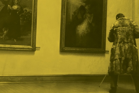 Sigmar Polke photographing Goya's painting “Old Women” at the Palais des Beaux-Arts in Lille, 1982