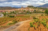Vue panoramique de Navarrete en face de vignobles dans La Rioja