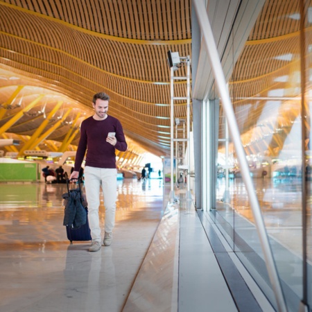 Tourist at Madrid airport