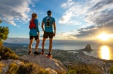 Couple looking at a bird's-eye view of Calpe in Alicante, Valencia, Spain