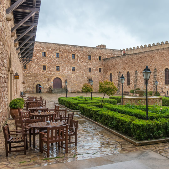 Terrace and gardens in the courtyard of the castle of Sigüenza, Guadalajara Terrace and gardens in the courtyard of the castle of Sigüenza, Guadalajara