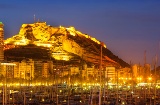 Alicante port with the Santa Bárbara Castle in the background
